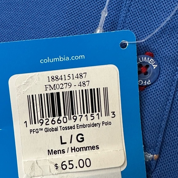 NWT Columbia PFG Polo Men’s Large Blue SS Fishing Lure Deep Sea Bait Rig Logo - Picture 4 of 6